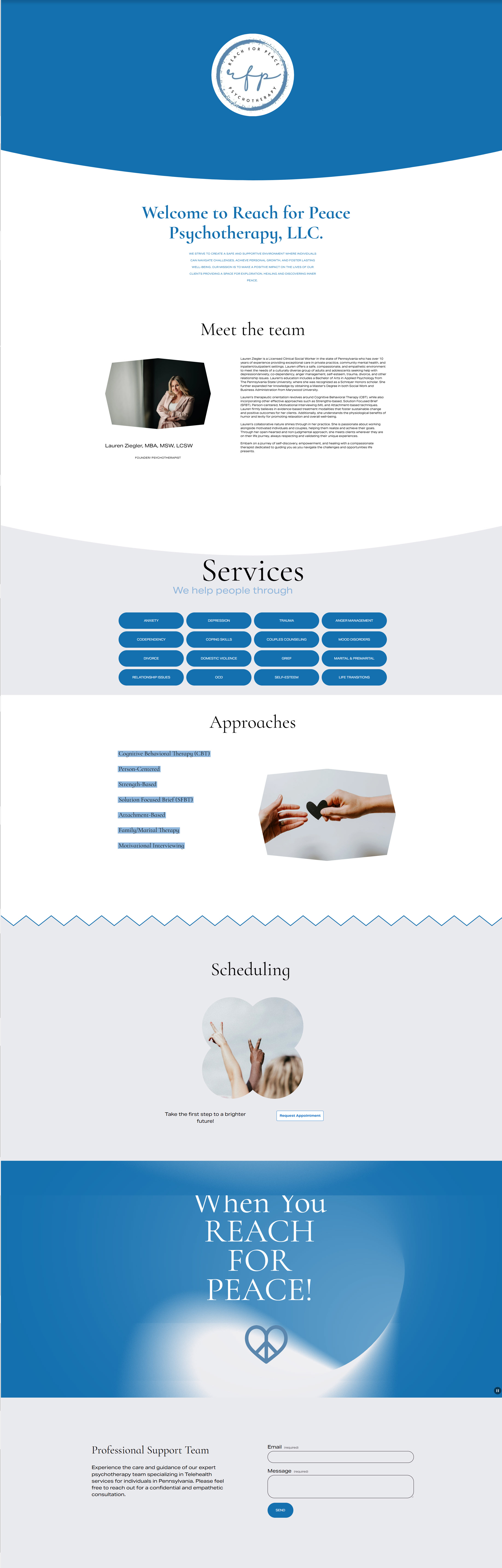 Reach for Peace website before redesign